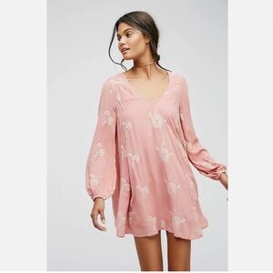 NEW Free People Women's Pink Embroidered Austin/Emma Dress Size Small
